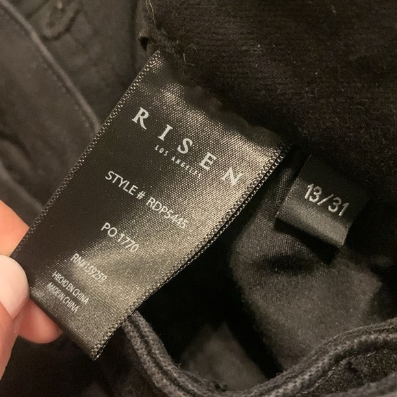 Risen‎ jeans black distressed bling bling size 13/31 high waisted raw ham party - Picture 5 of 16